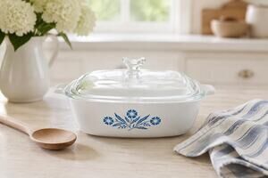 Vintage Corning Ware Blue Cornflower P-1-B 1 Qt Casserole with Pyrex Lid, USA